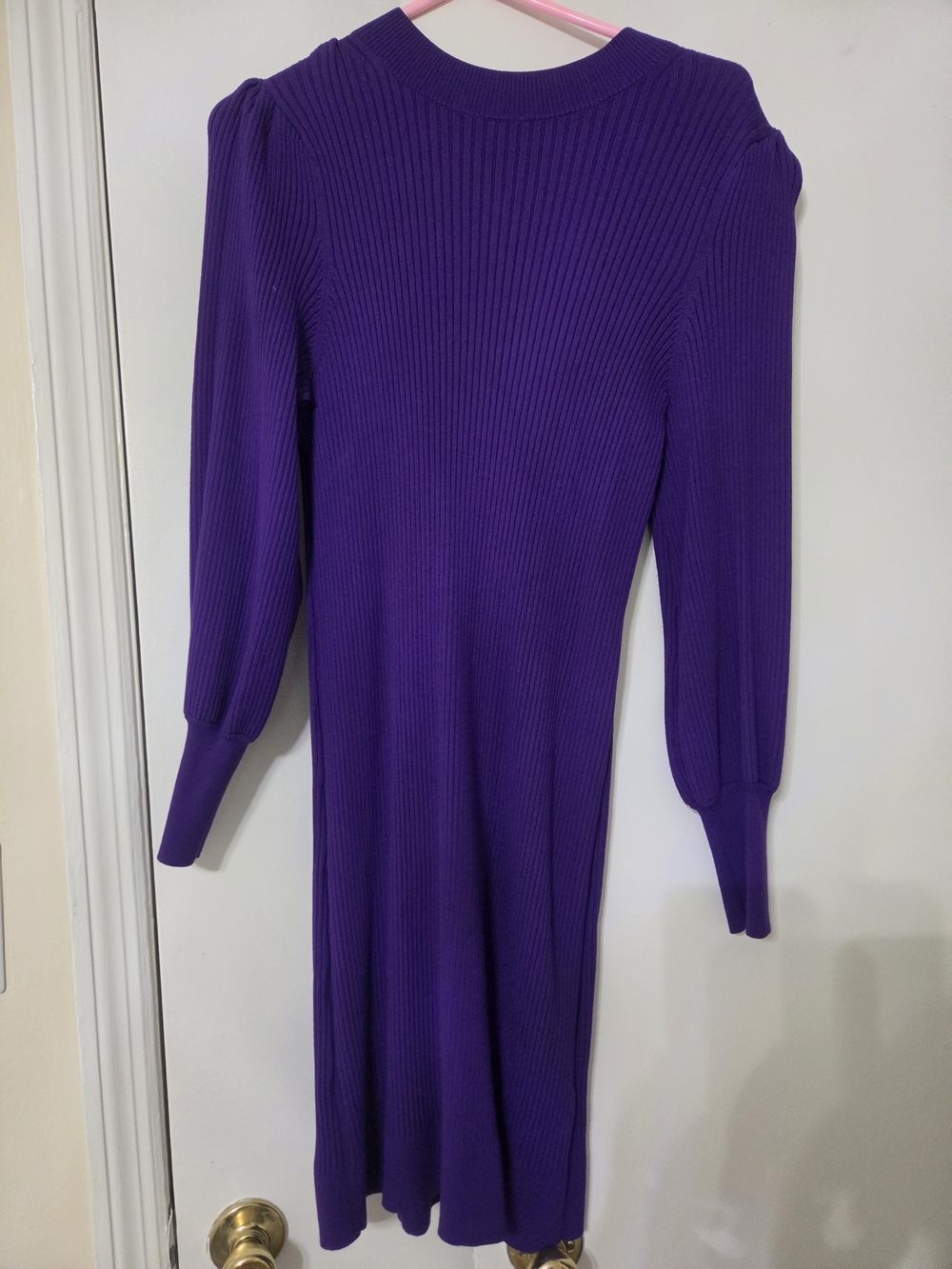 Banana Republic Purple Ribbed Long Sleeve Knit Dress